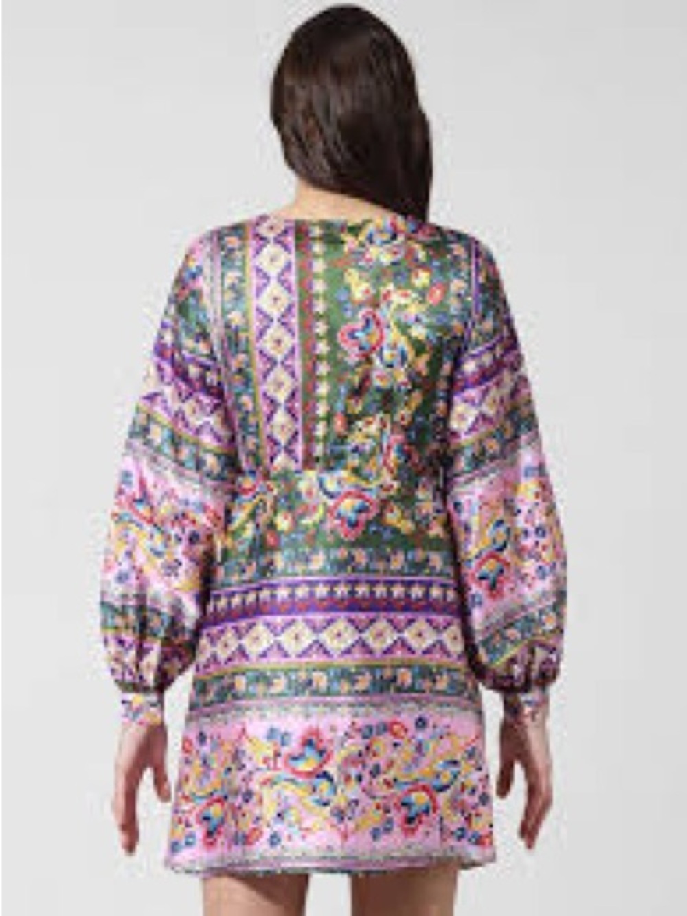 Zara Pink, Green & Gold Paisley Wrap Mini Dress - Picture 2 of 8